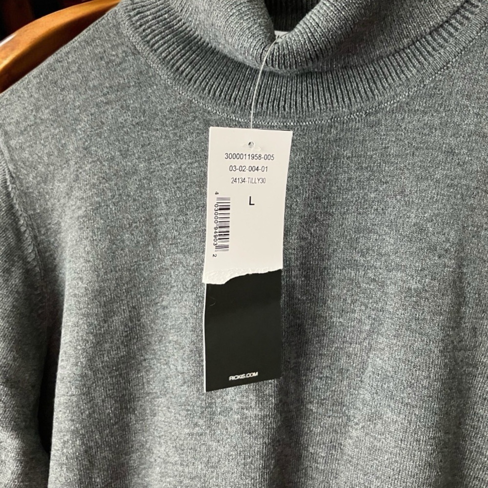 NEW Ricki's Womens Gray Cashmere Blend Turtleneck Sweater Ribbed Cuffs Large - Picture 7 of 8
